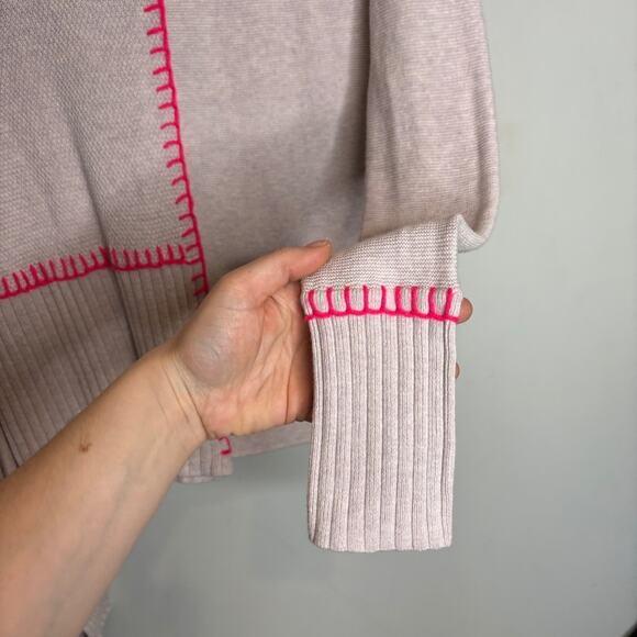 Lisa Todd Cotton Asymmetric Pink Stitched Sweater - Picture 3 of 10